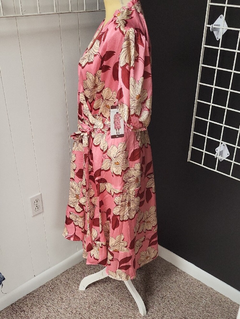 Nwt, Draper James Pink Floral Wrap Midi Dress XL - Picture 5 of 9